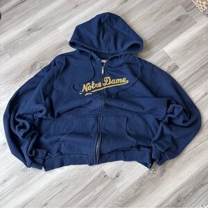 Notre Dame Full Zip Hoodie Sz XXL Fighting Irish Blue Logo *READ